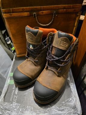 Timberland PRO Men's Brown Work Boots with Orange Lining